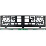 Auto si Moto - Piese auto si accesorii - Caroserie - Ornamente exterior auto - Set 2 bucati, suport numar inmatriculare argintiu Skoda II - Infinity.ro