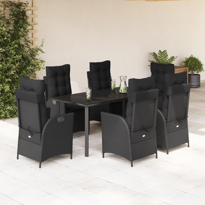 Casa si Gradina - Gradina si terasa - Mobilier exterior - Seturi mobila gradina - Set mobilier de gradina cu perne, 7 piese, negru, poliratan - Infinity.ro