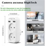 Laptop, Telefoane si Tablete - Wearables si gadgeturi - Gadgeturi - Dispozitive spionaj - Mini Camera Spion in Priza Adaptor dublu, Exaltus®, Wi-Fi, 4K, Full HD, tehnologie super rezolution, Microfon integrat - Infinity.ro