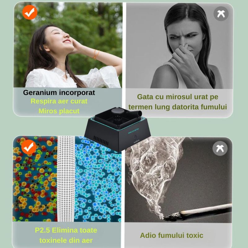 Casa si Gradina - Decoratiuni - Obiecte decorative - Scrumiere - Scrumiera electrica moderna cu aspiratie fum directa, Exaltus®, Solutia eficienta pentru eliminarea mirosului neplacut - Infinity.ro