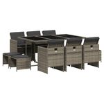 Casa si Gradina - Gradina si terasa - Mobilier exterior - Seturi mobila gradina - Set mobilier de gradina cu perne, 11 piese, gri, poliratan - Infinity.ro
