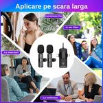 TV, Audio-Video si Foto - Audio profesionale - Microfoane profesionale - Set 2 microfoane profesionale lavaliera, Exaltus®, USB C, 3.5 Jack, Lightning, Wireless live, 2.4 GHz, interviuri - Infinity.ro