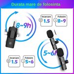 TV, Audio-Video si Foto - Audio profesionale - Microfoane profesionale - Set 2 microfoane profesionale lavaliera, Exaltus®, USB C, 3.5 Jack, Lightning, Wireless live, 2.4 GHz, interviuri - Infinity.ro