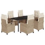 Casa si Gradina - Gradina si terasa - Mobilier exterior - Seturi mobila gradina - Set de masa pentru gradina, 7 piese, cu perne, bej, poliratan - Infinity.ro