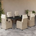 Casa si Gradina - Gradina si terasa - Mobilier exterior - Seturi mobila gradina - Set de masa pentru gradina, 7 piese, cu perne, bej, poliratan - Infinity.ro