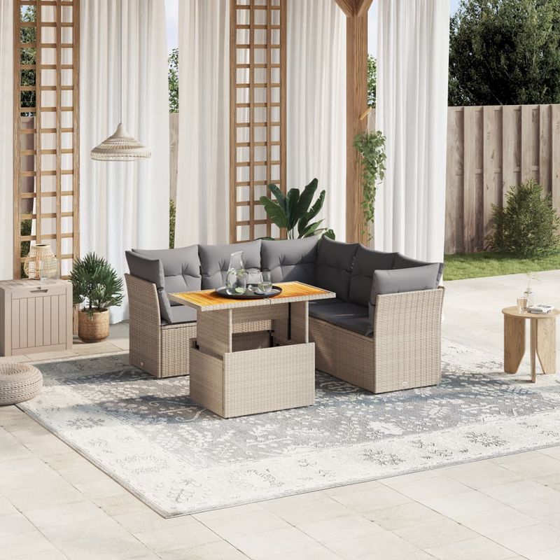 Casa si Gradina - Gradina si terasa - Mobilier exterior - Seturi mobila gradina - Set canapele de gradina cu perne, 5 piese, bej, poliratan - Infinity.ro