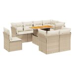 Casa si Gradina - Gradina si terasa - Mobilier exterior - Seturi mobila gradina - Set canapele de gradina, 9 piese, cu perne, bej, poliratan - Infinity.ro