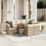 Casa si Gradina - Gradina si terasa - Mobilier exterior - Seturi mobila gradina - Set canapele de gradina, 9 piese, cu perne, bej, poliratan - Infinity.ro