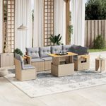 Casa si Gradina - Gradina si terasa - Mobilier exterior - Seturi mobila gradina - Set canapele de gradina, 7 piese, cu perne, bej, poliratan - Infinity.ro
