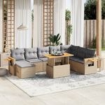 Casa si Gradina - Gradina si terasa - Mobilier exterior - Seturi mobila gradina - Set canapele de gradina, 9 piese, cu perne, bej, poliratan - Infinity.ro