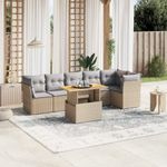 Casa si Gradina - Gradina si terasa - Mobilier exterior - Seturi mobila gradina - Set canapele de gradina, 7 piese, cu perne, bej, poliratan - Infinity.ro