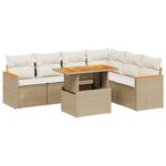 Casa si Gradina - Gradina si terasa - Mobilier exterior - Seturi mobila gradina - Set canapele de gradina, 7 piese, cu perne, bej, poliratan - Infinity.ro
