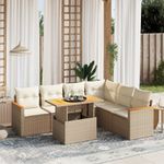 Casa si Gradina - Gradina si terasa - Mobilier exterior - Seturi mobila gradina - Set canapele de gradina, 7 piese, cu perne, bej, poliratan - Infinity.ro