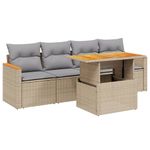Casa si Gradina - Gradina si terasa - Mobilier exterior - Seturi mobila gradina - Set canapele de gradina cu perne, 5 piese, bej, poliratan - Infinity.ro