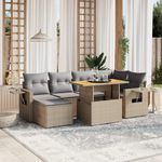 Casa si Gradina - Gradina si terasa - Mobilier exterior - Seturi mobila gradina - Set canapele de gradina, 7 piese, cu perne, bej, poliratan - Infinity.ro