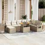 Casa si Gradina - Gradina si terasa - Mobilier exterior - Seturi mobila gradina - Set canapele de gradina, 9 piese, cu perne, bej, poliratan - Infinity.ro