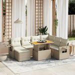 Casa si Gradina - Gradina si terasa - Mobilier exterior - Seturi mobila gradina - Set canapele de gradina, 8 piese, cu perne, bej, poliratan - Infinity.ro