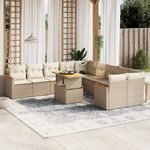 Casa si Gradina - Gradina si terasa - Mobilier exterior - Seturi mobila gradina - Set canapele de gradina cu perne, 11 piese, bej, poliratan - Infinity.ro