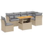 Casa si Gradina - Gradina si terasa - Mobilier exterior - Seturi mobila gradina - Set canapele de gradina, 7 piese, cu perne, bej, poliratan - Infinity.ro