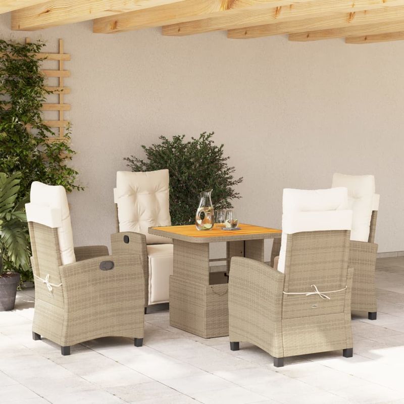 Casa si Gradina - Gradina si terasa - Mobilier exterior - Seturi mobila gradina - Set mobilier de gradina cu perne, 5 piese, bej, poliratan - Infinity.ro