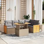 Casa si Gradina - Gradina si terasa - Mobilier exterior - Seturi mobila gradina - Set canapele de gradina cu perne, 6 piese, bej, poliratan - Infinity.ro