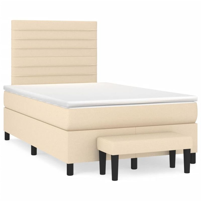 Casa si Gradina - Mobilier - Paturi si accesorii - Paturi - Pat continental cu saltea, crem, 120x190 cm, textil - Infinity.ro