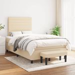Casa si Gradina - Mobilier - Paturi si accesorii - Paturi - Pat continental cu saltea, crem, 120x190 cm, textil - Infinity.ro