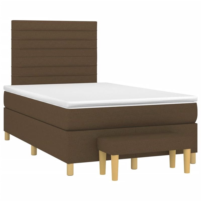 Casa si Gradina - Mobilier - Paturi si accesorii - Paturi - Pat box spring cu saltea, maro inchis, 120x190 cm, textil - Infinity.ro