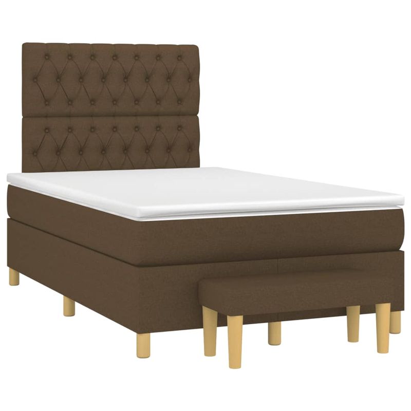 Casa si Gradina - Mobilier - Paturi si accesorii - Paturi - Pat box spring cu saltea, maro inchis, 120x190 cm, textil - Infinity.ro