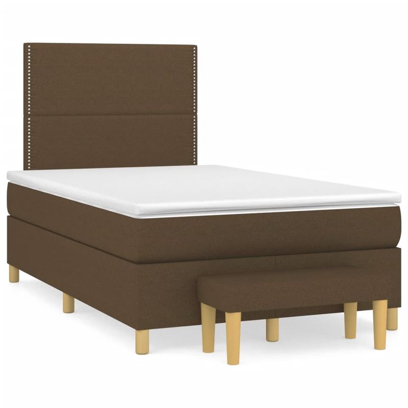 Casa si Gradina - Mobilier - Paturi si accesorii - Paturi - Pat box spring cu saltea, maro inchis, 120x190 cm, textil - Infinity.ro