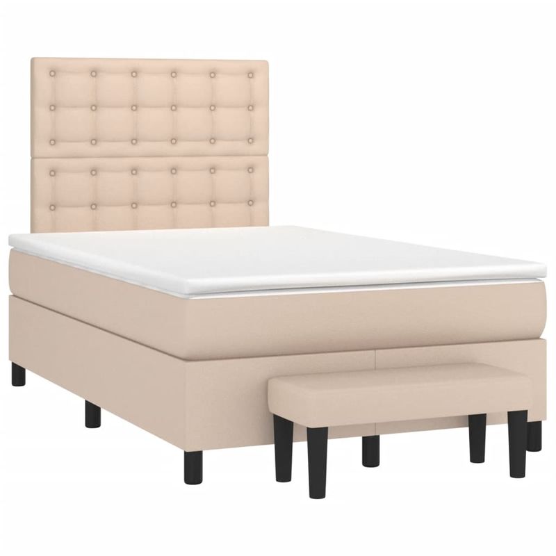 Casa si Gradina - Mobilier - Paturi si accesorii - Paturi - Pat box spring cu saltea, cappuccino, 120x190cm piele ecologica - Infinity.ro