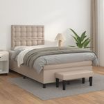 Casa si Gradina - Mobilier - Paturi si accesorii - Paturi - Pat box spring cu saltea, cappuccino, 120x190cm piele ecologica - Infinity.ro