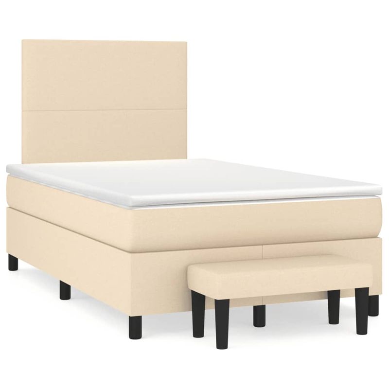 Casa si Gradina - Mobilier - Paturi si accesorii - Paturi - Pat continental cu saltea, crem, 120x190 cm, textil - Infinity.ro