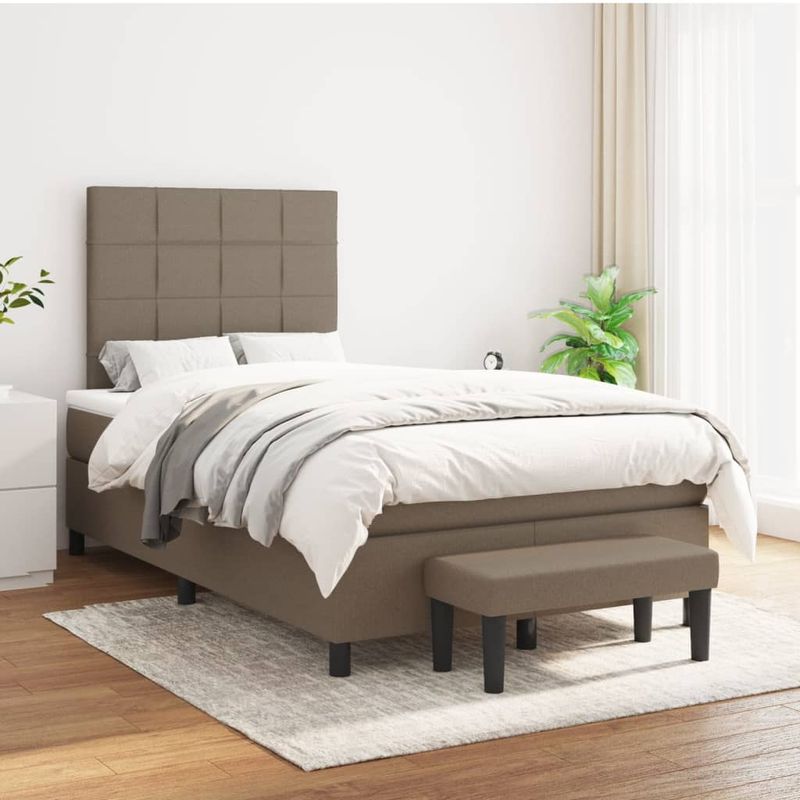 Casa si Gradina - Mobilier - Paturi si accesorii - Paturi - Pat box spring cu saltea, taupe, 120x190 cm material textil - Infinity.ro