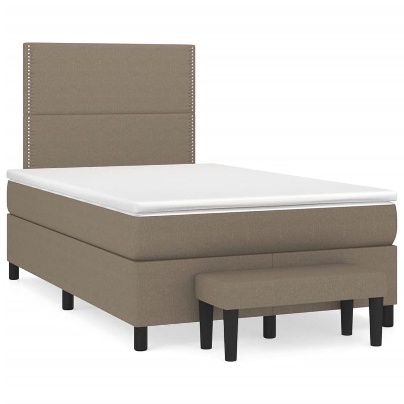 Casa si Gradina - Mobilier - Paturi si accesorii - Paturi - Pat box spring cu saltea, taupe, 120x190 cm material textil - Infinity.ro