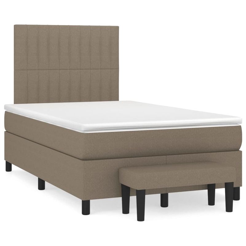 Casa si Gradina - Mobilier - Paturi si accesorii - Paturi - Pat box spring cu saltea, taupe, 120x190 cm material textil - Infinity.ro
