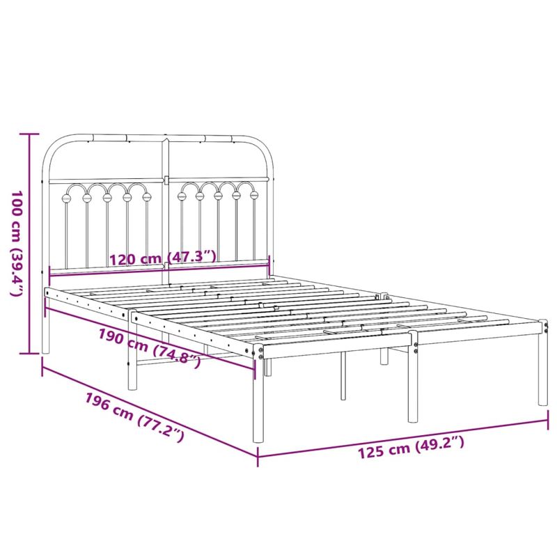 Casa si Gradina - Mobilier - Paturi si accesorii - Paturi - Cadru de pat metalic cu tablie, alb, 120x190 cm - Infinity.ro