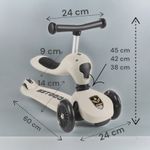 Sport si Outdoor - Role, trotinete si skateboard - Trotinete copii - Trotineta 2 in 1 transformabila in tricicleta cu sezut, pentru copii, inaltime ajustabila pe trei dimensiuni, gri - Infinity.ro