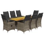 Casa si Gradina - Gradina si terasa - Mobilier exterior - Seturi mobila gradina - Set mobilier gradina cu perne, 9 piese, gri, poliratan - Infinity.ro