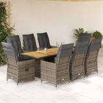 Casa si Gradina - Gradina si terasa - Mobilier exterior - Seturi mobila gradina - Set mobilier gradina cu perne, 9 piese, gri, poliratan - Infinity.ro