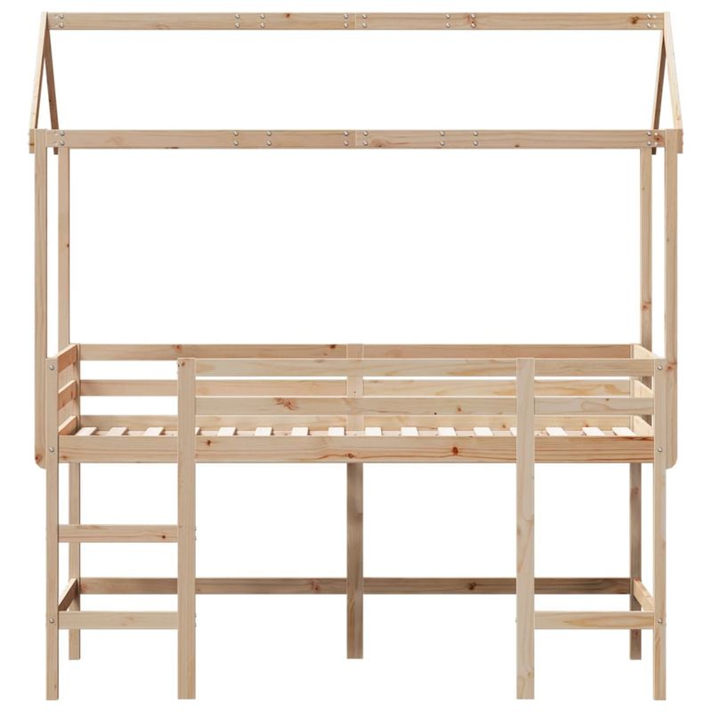 Casa si Gradina - Mobilier - Paturi si accesorii - Paturi - Pat etajat cu scara si acoperis, alb, 80x200 cm, lemn masiv pin - Infinity.ro