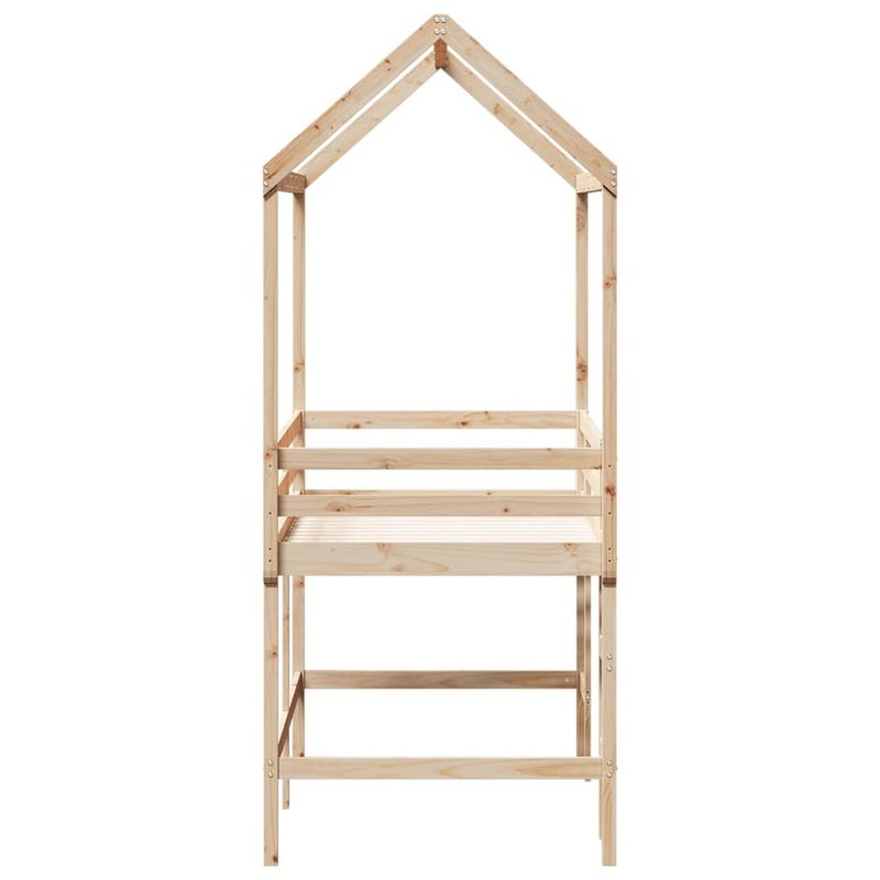 Casa si Gradina - Mobilier - Paturi si accesorii - Paturi - Pat etajat cu scara si acoperis, alb, 80x200 cm, lemn masiv pin - Infinity.ro