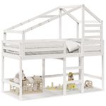 Casa si Gradina - Mobilier - Paturi si accesorii - Paturi - Pat etajat cu scara si acoperis, alb, 90x190 cm, lemn masiv pin - Infinity.ro