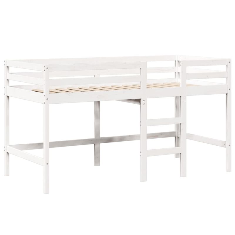 Casa si Gradina - Mobilier - Paturi si accesorii - Paturi - Pat etajat cu scara si acoperis, alb, 90x190 cm, lemn masiv pin - Infinity.ro