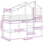 Casa si Gradina - Mobilier - Paturi si accesorii - Paturi - Pat etajat cu scara si acoperis, alb, 90x190 cm, lemn masiv pin - Infinity.ro