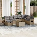 Casa si Gradina - Gradina si terasa - Mobilier exterior - Seturi mobila gradina - Set canapele de gradina, 9 piese, cu perne, bej, poliratan - Infinity.ro