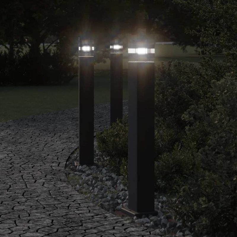 Casa si Gradina - Corpuri si surse de iluminat - Iluminat exterior - Felinare - Lampi de podea de exterior, 3 buc., negru, 80 cm, aluminiu - Infinity.ro