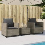 Casa si Gradina - Gradina si terasa - Mobilier exterior - Seturi mobila gradina - Set bistro de gradina cu perne, 3 piese, gri, poliratan - Infinity.ro