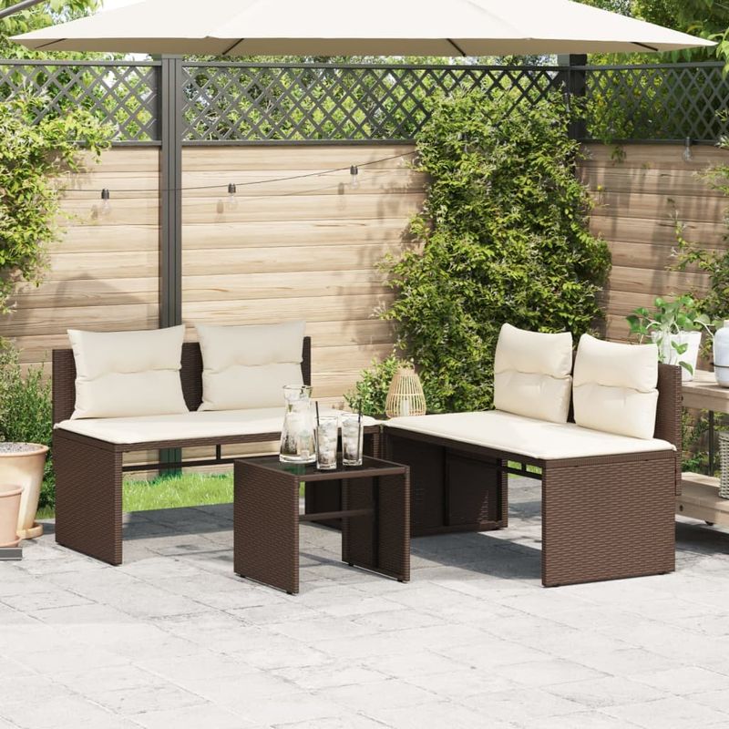 Casa si Gradina - Gradina si terasa - Mobilier exterior - Seturi mobila gradina - Set canapele de gradina, 4 piese, cu perne, maro poliratan maro - Infinity.ro