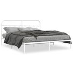 Casa si Gradina - Mobilier - Paturi si accesorii - Paturi - Cadru de pat metalic cu tablie, alb, 183x213 cm - Infinity.ro